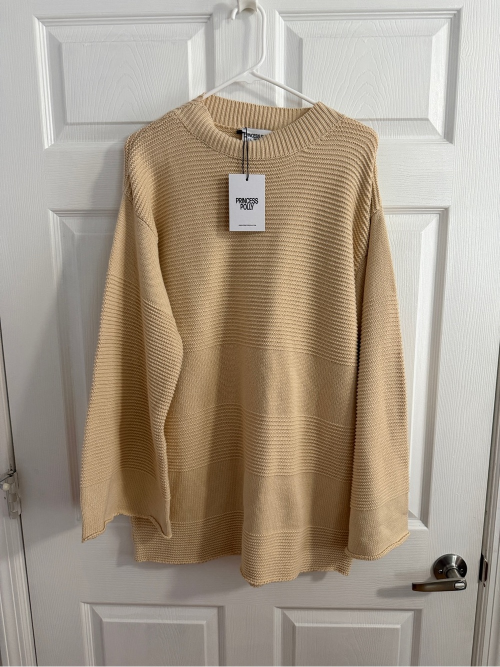 Princess Polly Oversized Cable Knit Sweater Mini Dress Cream